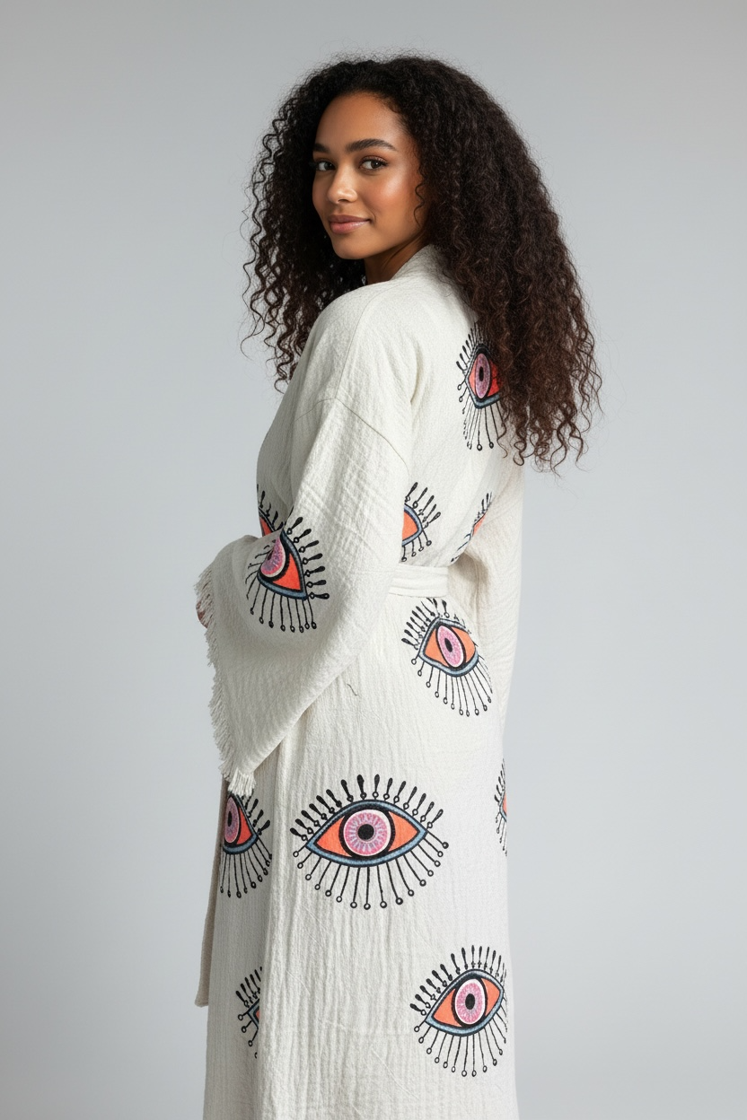 Evil Eye Kimono Robe Multi Color