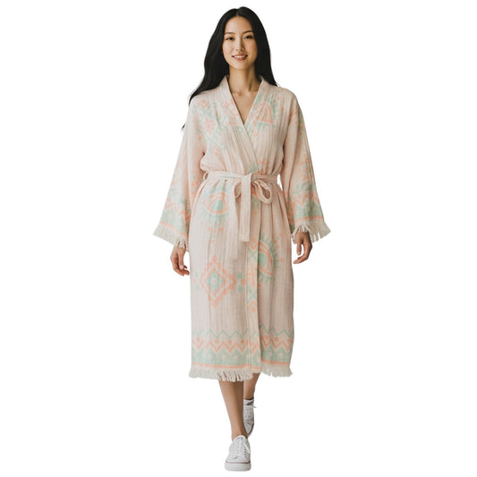 Jacquard Turkish Cotton Robe- Light Peach Robe