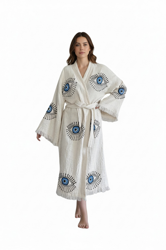 Evil Eye Kimono Robe with Pockets Orginal Blue Eye