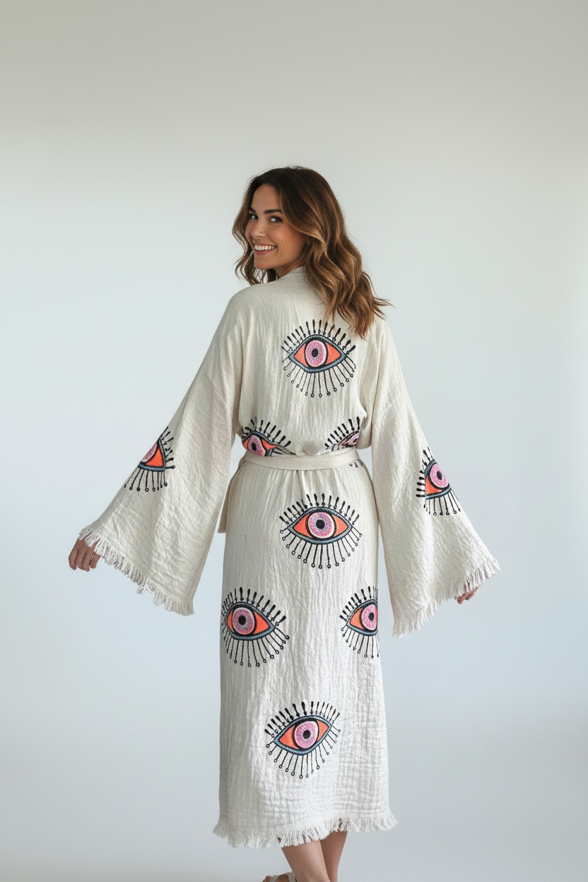 Evil Eye Kimono Robe Multi Color