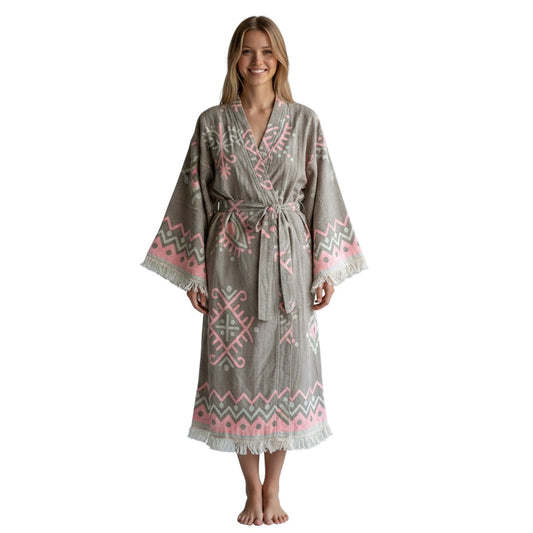 Jacquard Turkish Cotton Robe- Platinum Taupe Robe