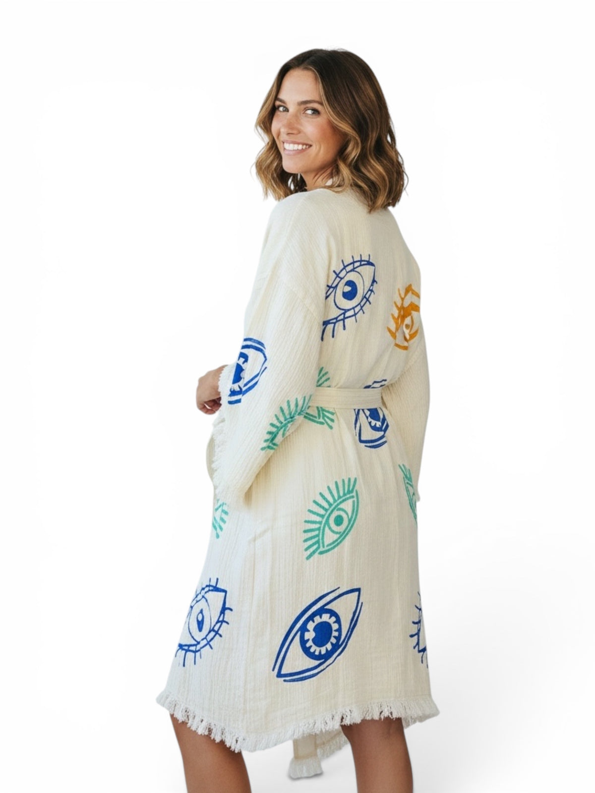 Multi Eye Cotton Kimono Robe, Limited Edition
